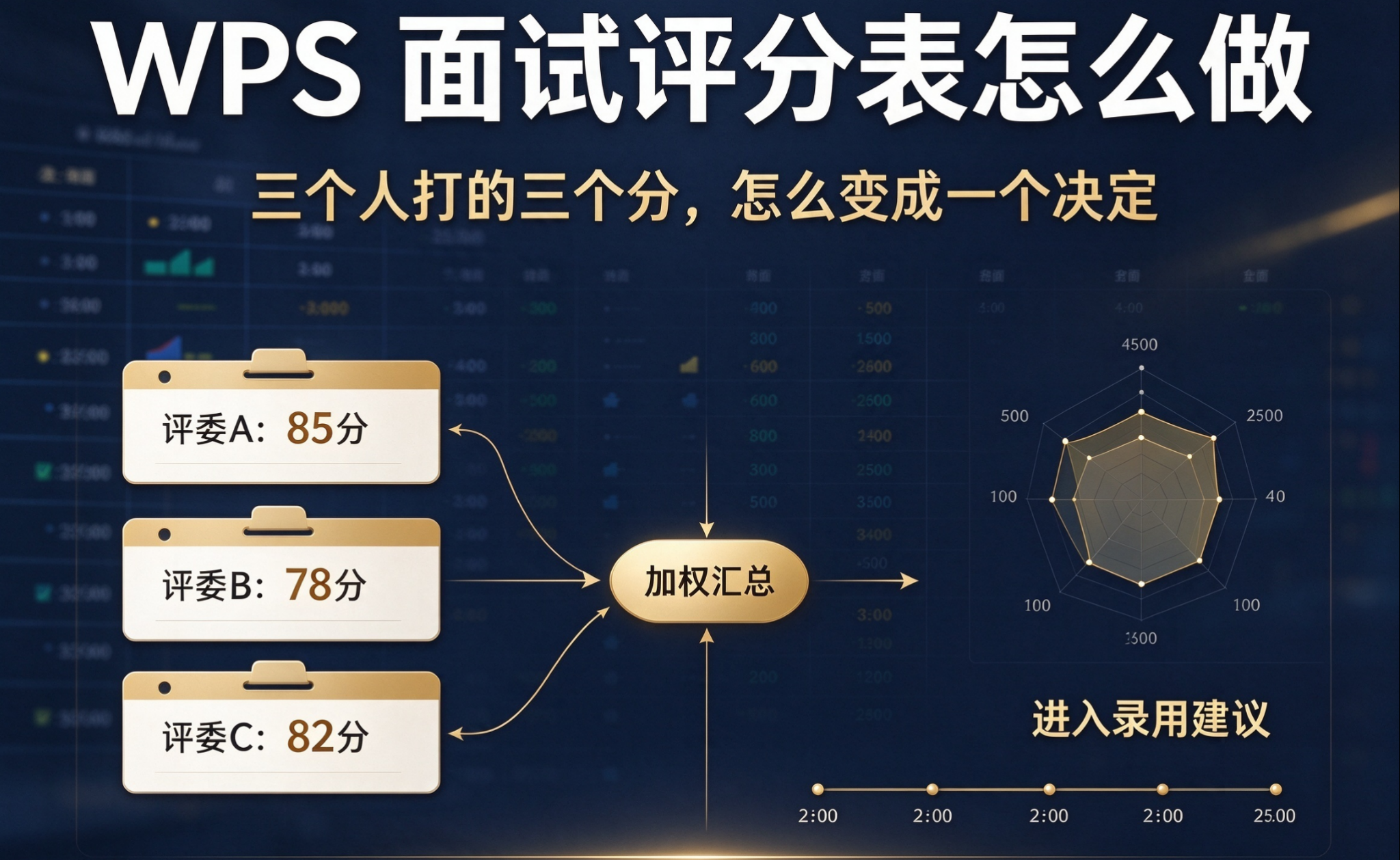 WPS 面试评分表怎么做：三个人打的三个分，怎么变成一个决定