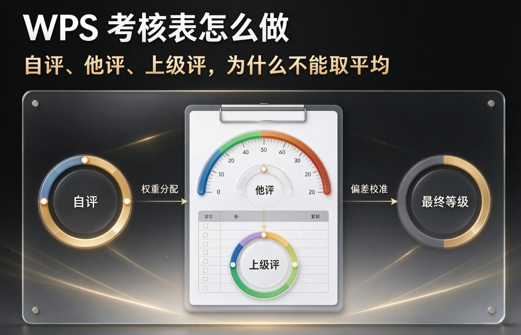 WPS 考核表怎么做：自评、他评、上级评，为什么不能取平均